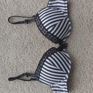 H&M Bra Balconette Black & White 36B Push-up